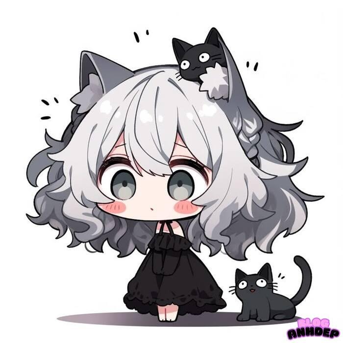 ảnh avatar mèo chibi đáng yêu xinh nhất