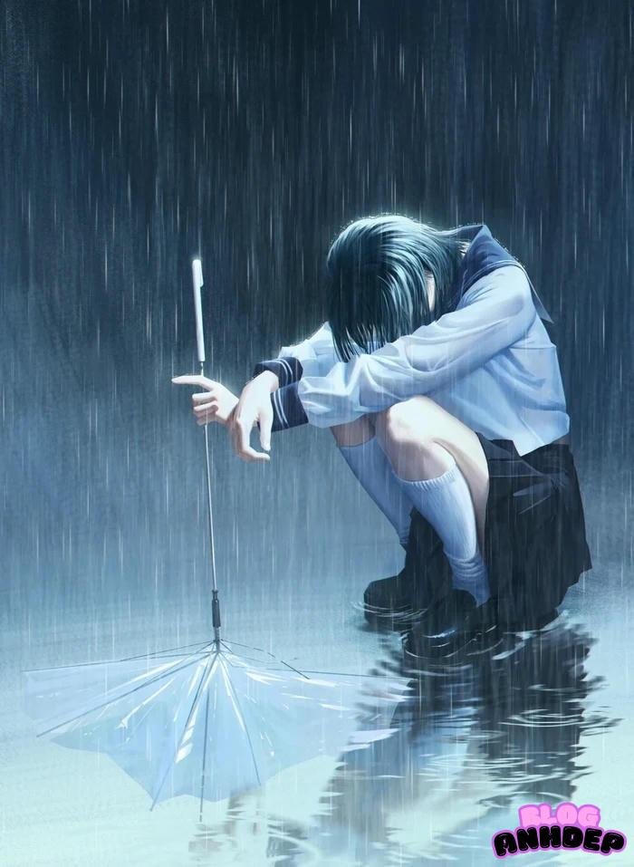 avatar anime nữ buồn che mặt