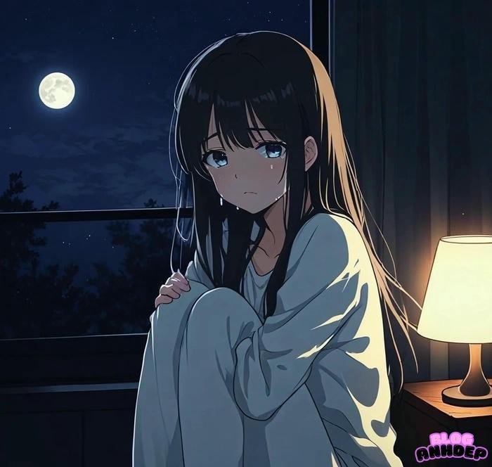 avatar anime nữ buồn khóc