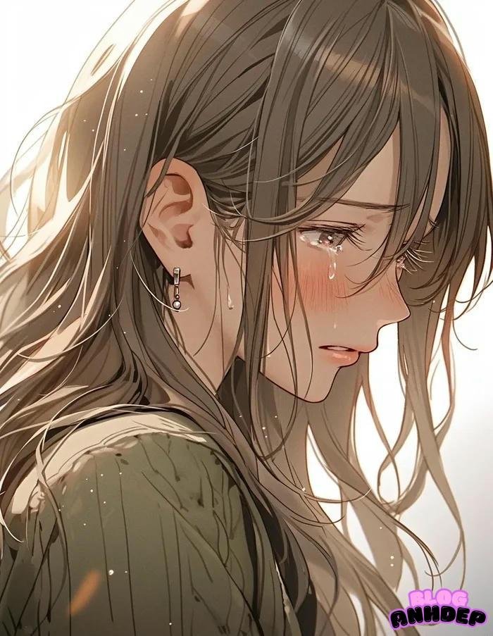 avatar anime nữ khóc