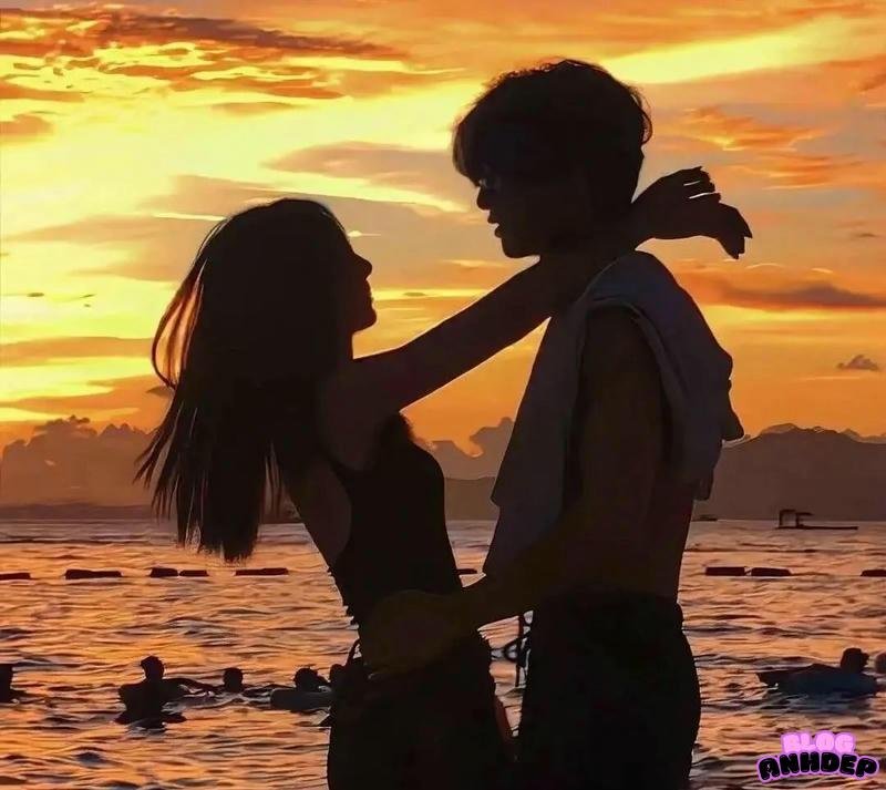 avatar cặp đôi dưới hoàng hôn