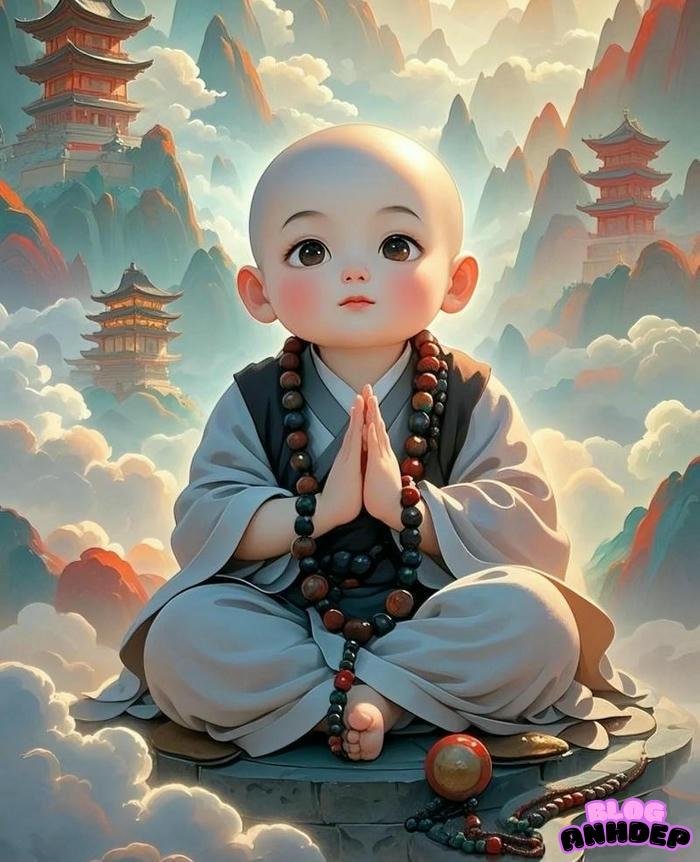 avatar chú tiểu ngồi đọc kinh