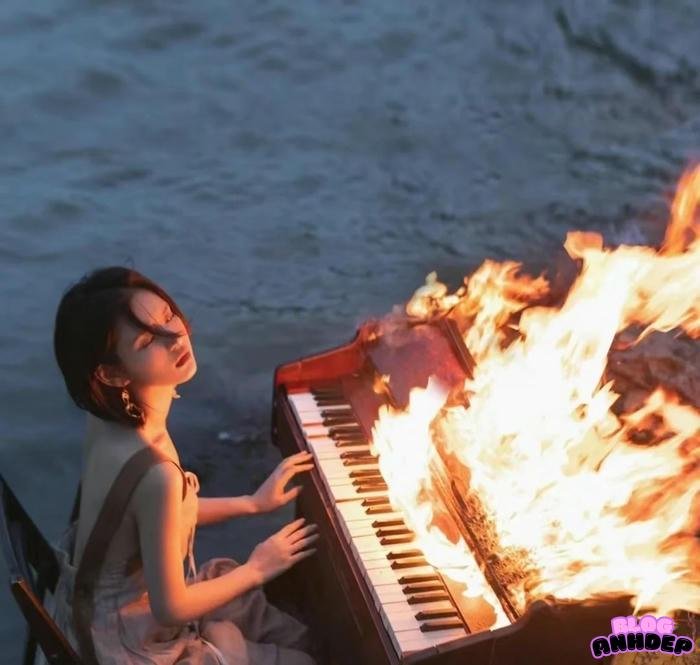 avatar cô gái đánh nhạc