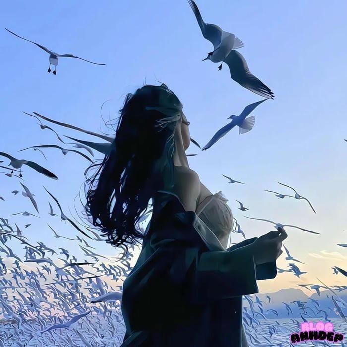 avatar cô gái quay lưng mùa đông