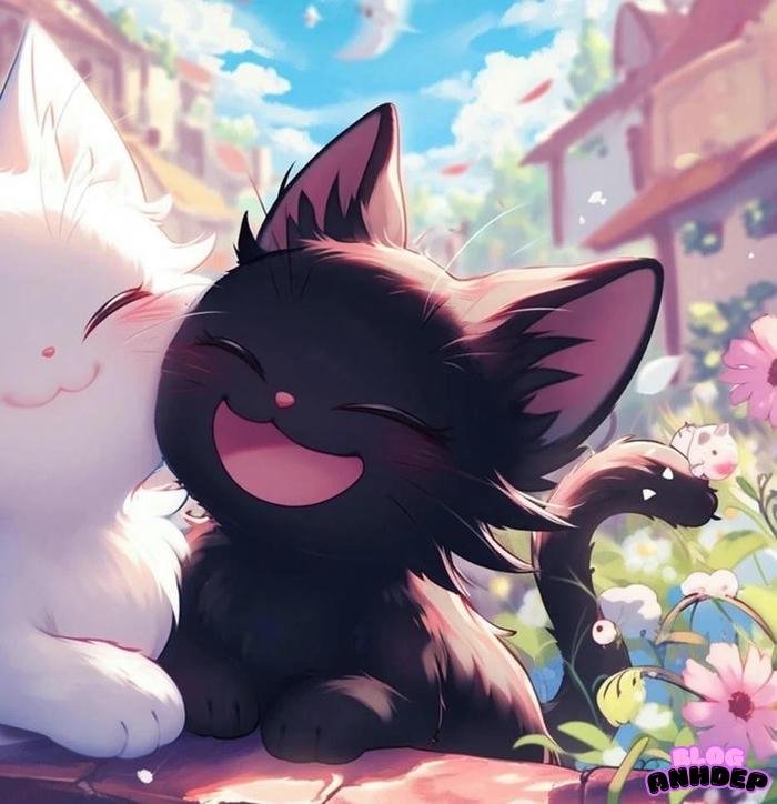 avatar đôi mèo cười xinh