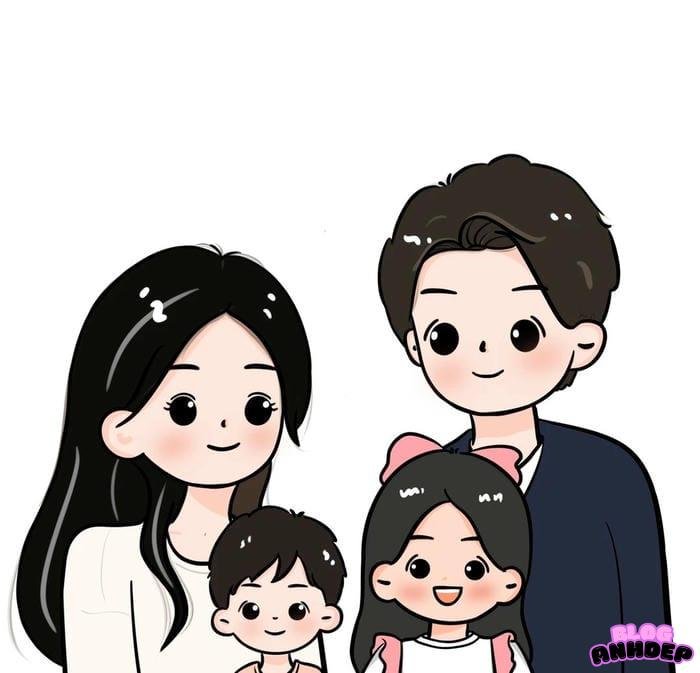 avatar gia đình đen trắng