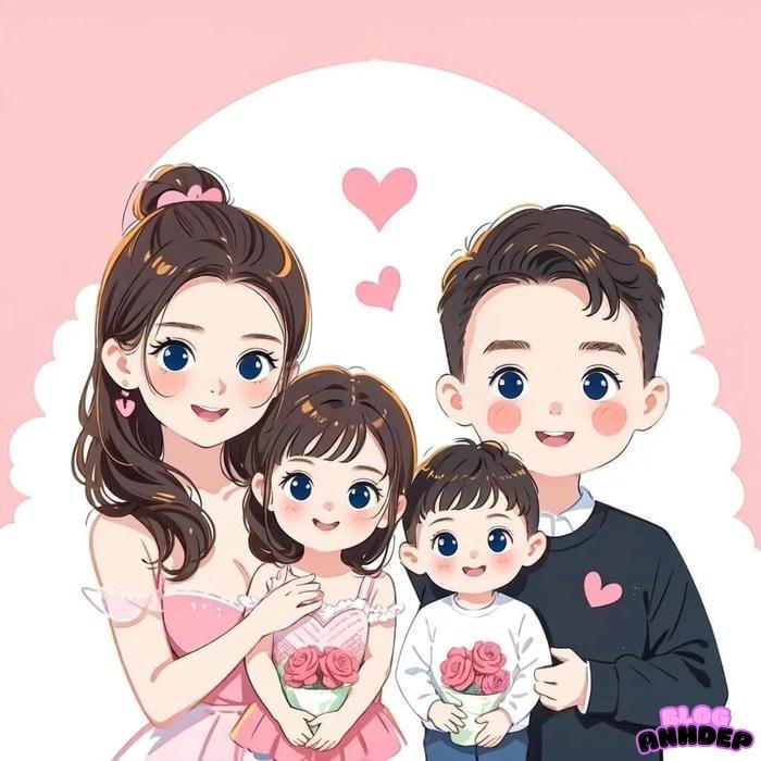 avatar gia đình tối giản