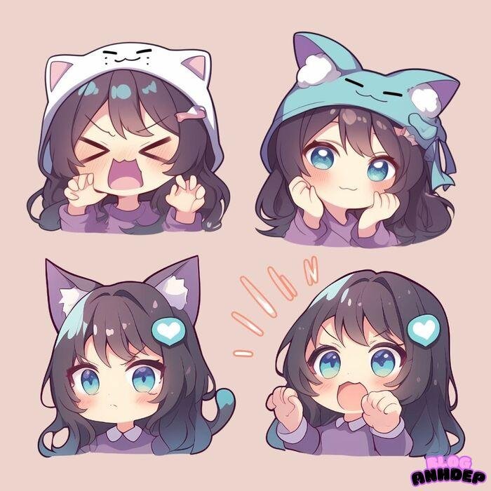 avatar mèo chibi cực cute