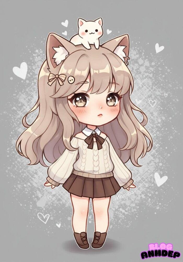 avatar mèo chibi cực đẹp