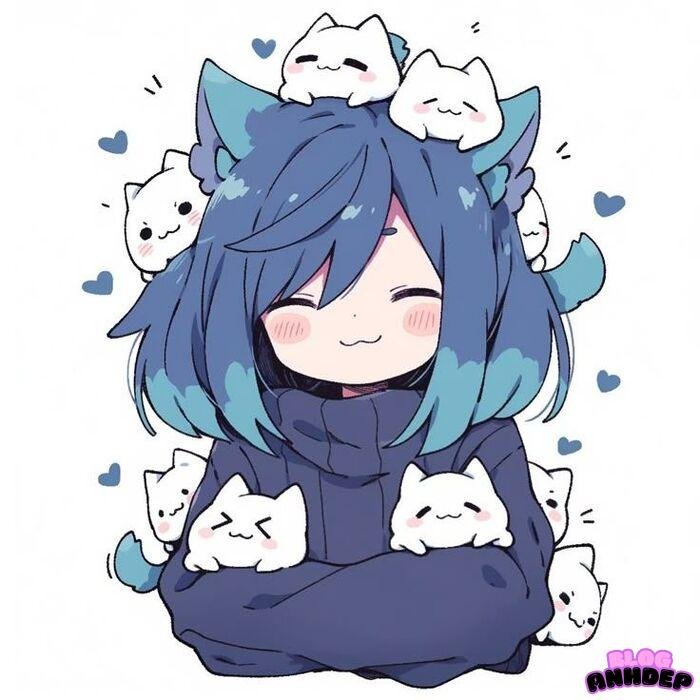 avatar mèo chibi đáng yêu