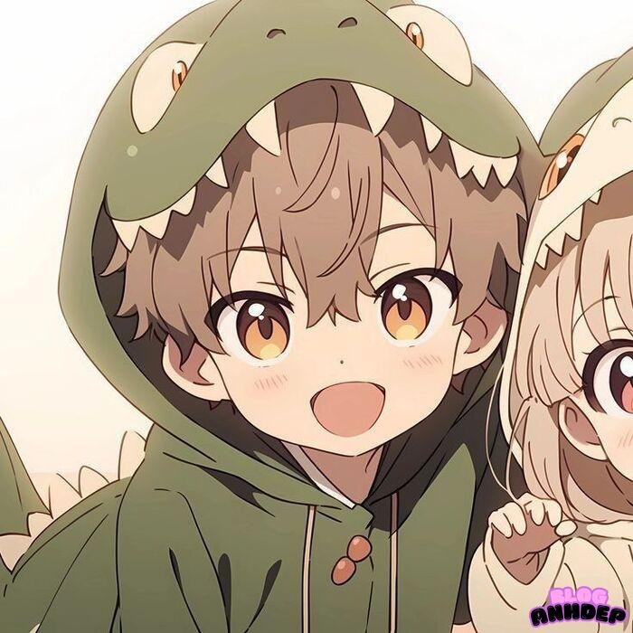 avt đôi chibi khủng long xinh