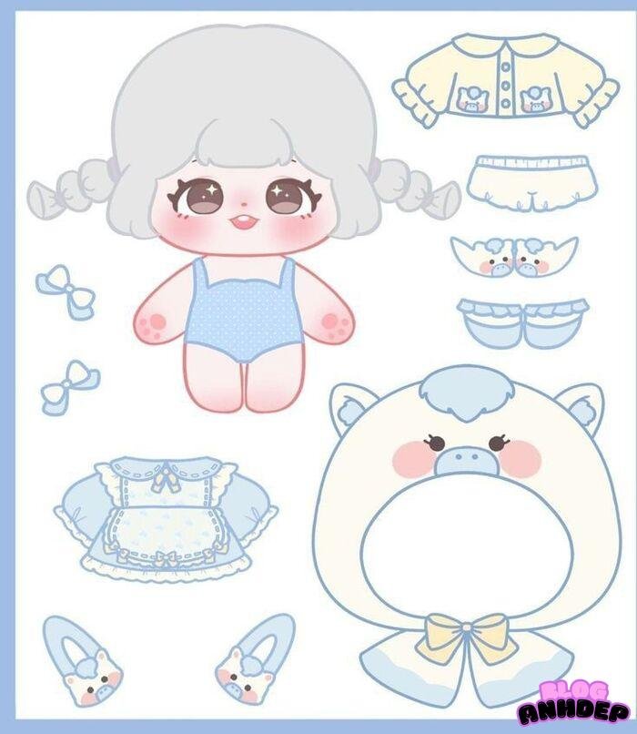 búp bê giấy chibi 3k full