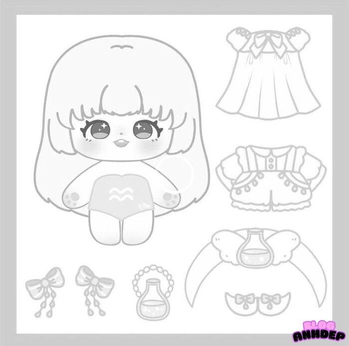 búp bê giấy chibi 4s full