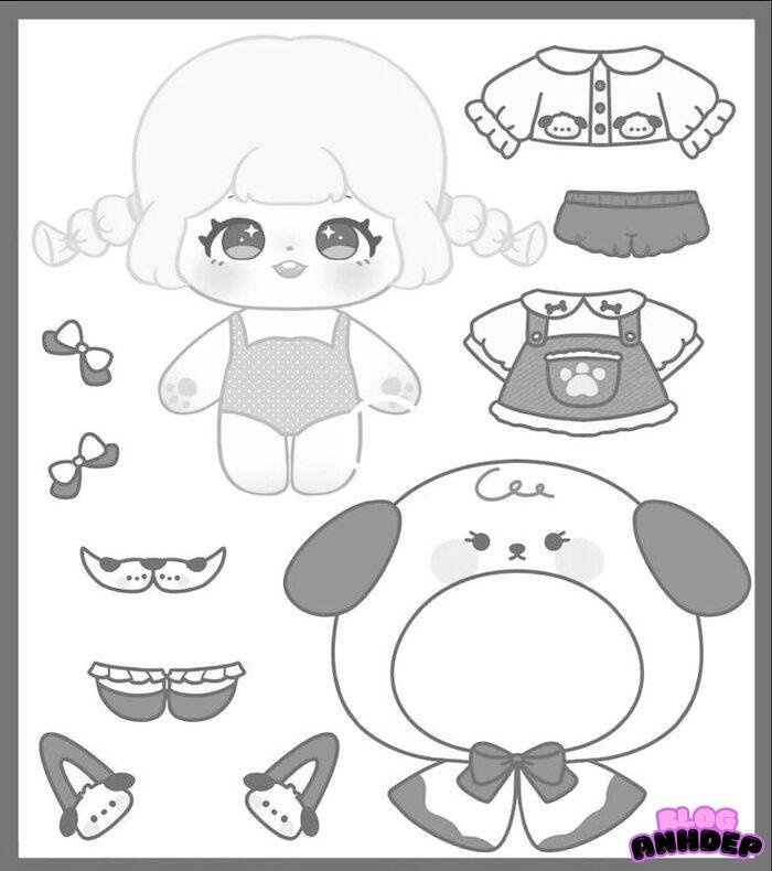 búp bê giấy chibi full