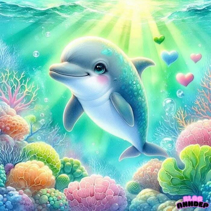 cá heo chibi đẹp 4k full