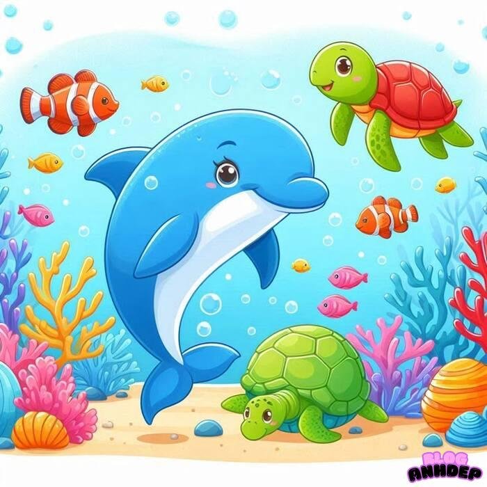 cá heo chibi đẹp 4k