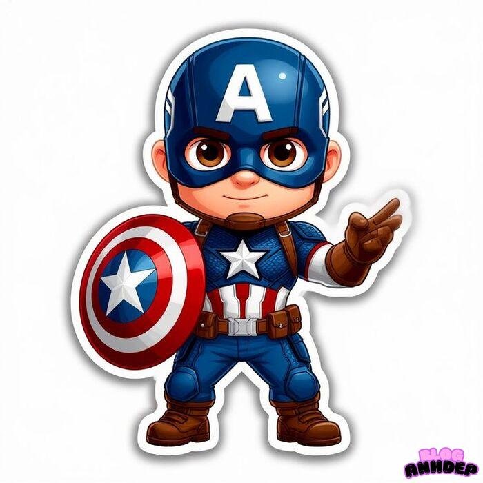 captain america chibi 3d