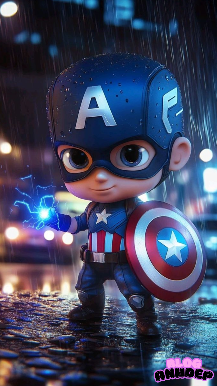 captain america chibi đẹp 3k