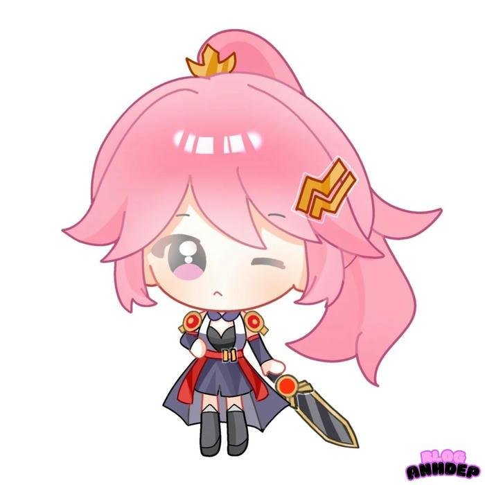 chibi đi tóc hồng