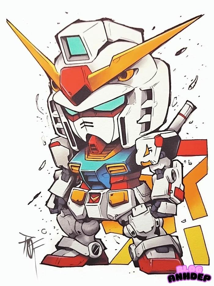 chibi gundam nền trắng
