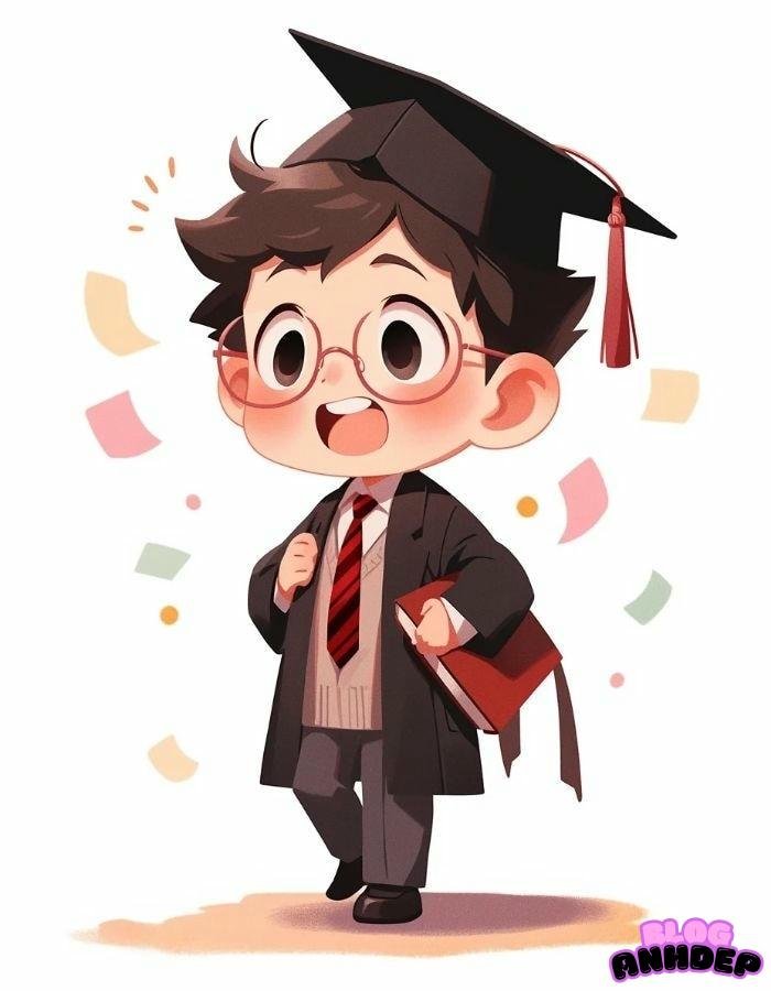 chibi học sinh đeo kính