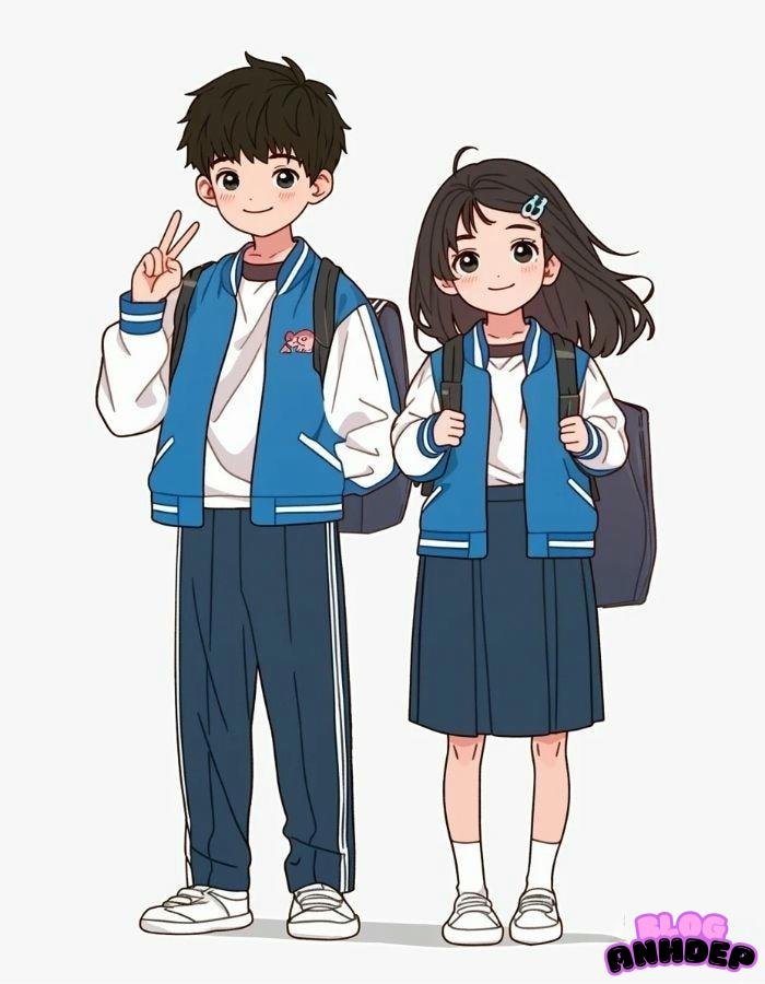 chibi học sinh đi học