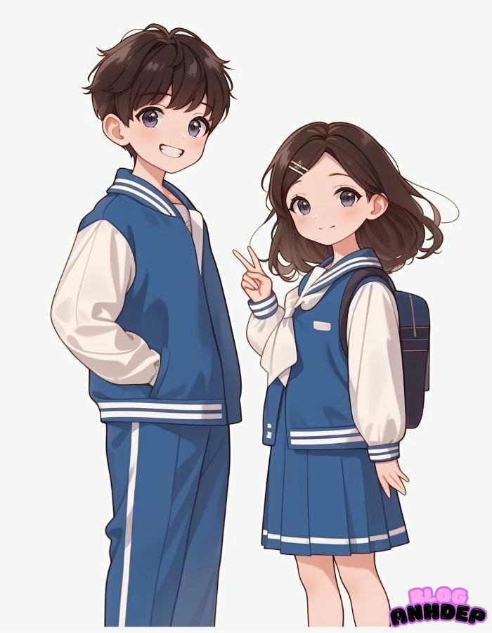 chibi học sinh nam nu `