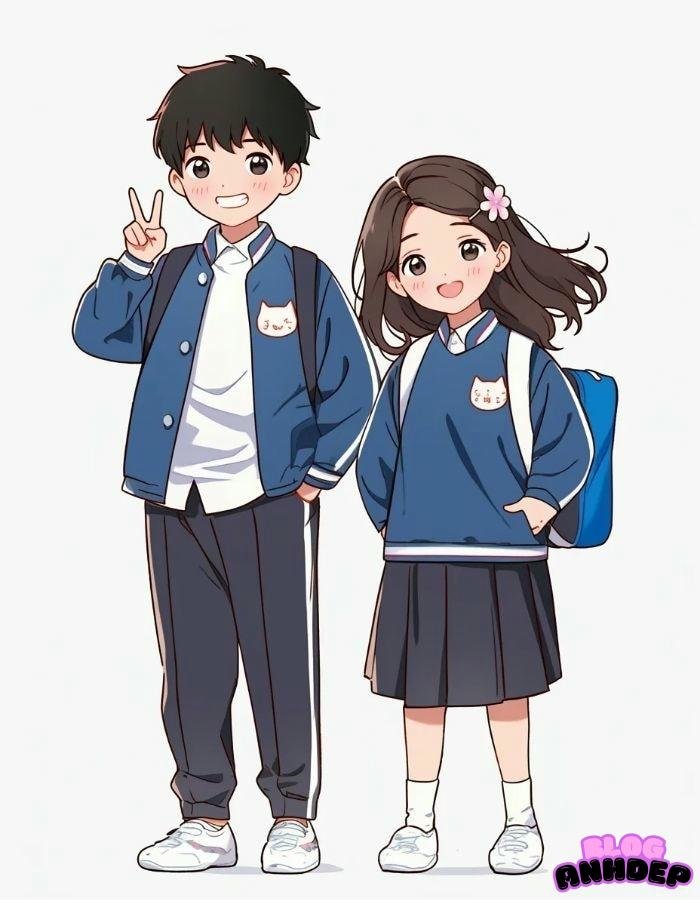 chibi học sinh nam nữ