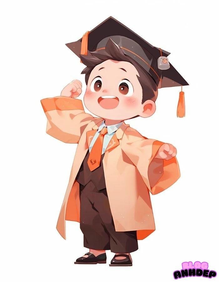 chibi học sinh ngày tốt nghiệp