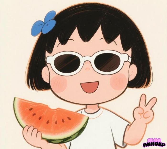 chibi maruko chan đeo kính