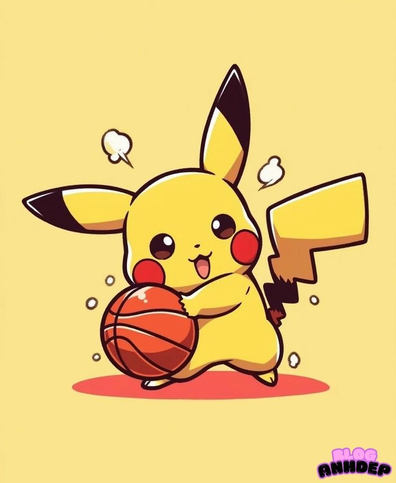 chibi pikachu chơi bóng