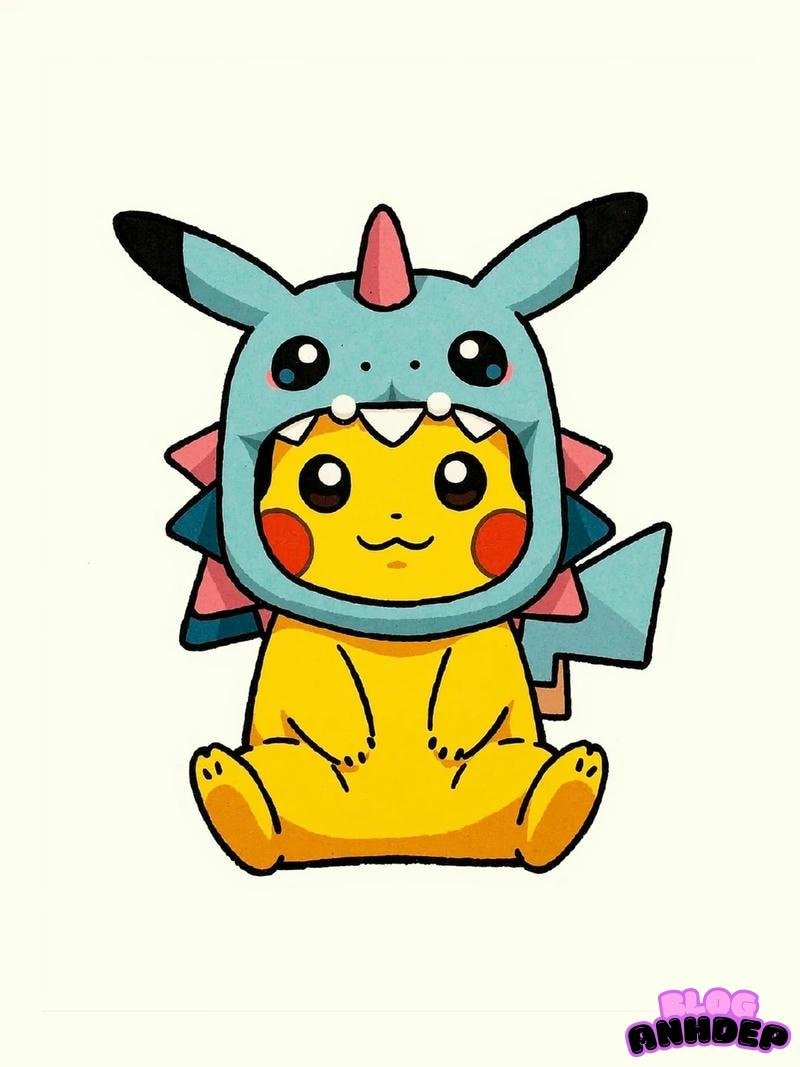 chibi pikachu đội mũ