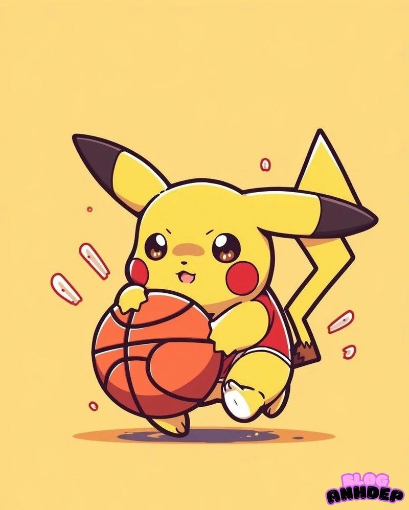 chibi pikachu nhảy bóng