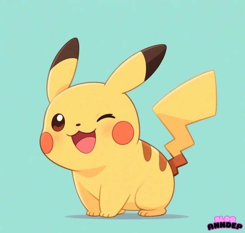 chibi pikachu nháy mắt