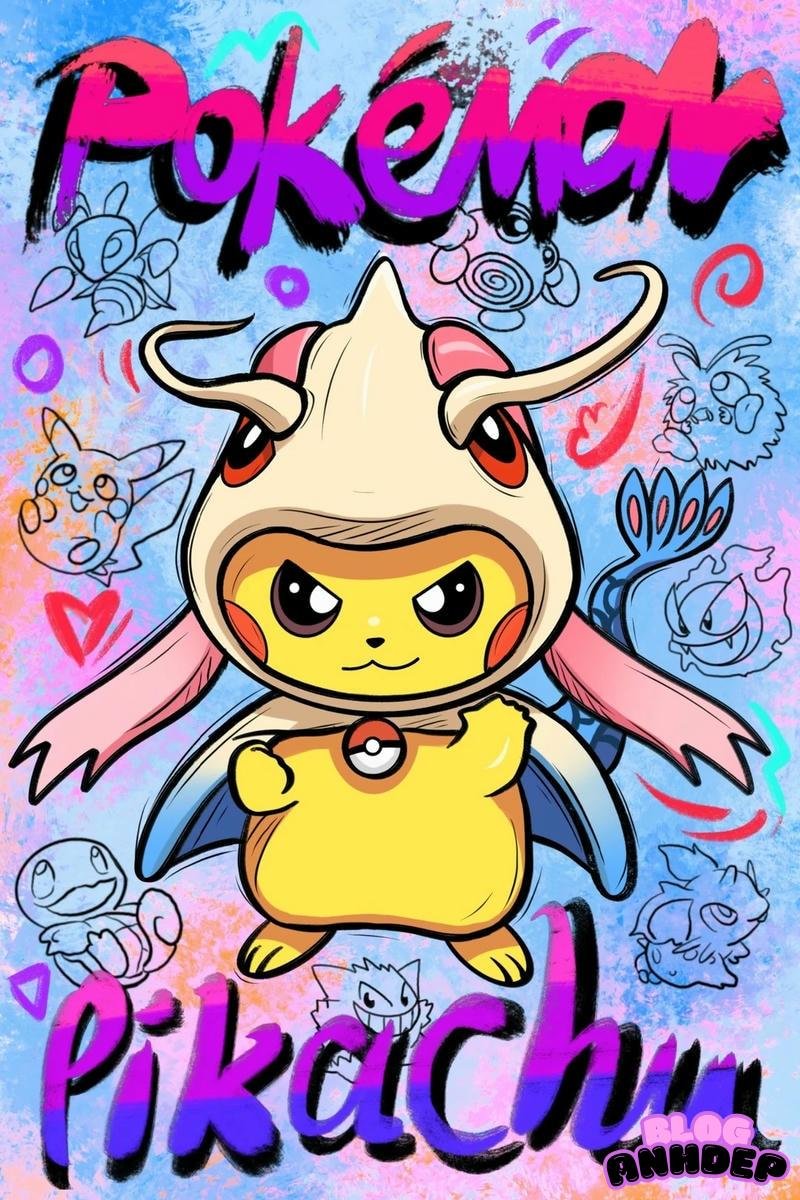 chibi pikachu vẽ tay