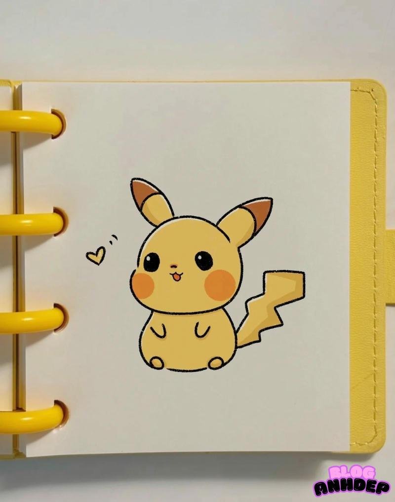 chibi pikachu vẽ trên giấy