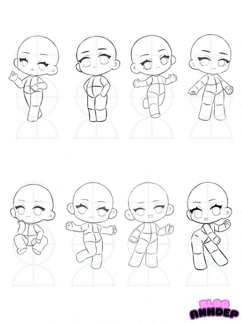 chibi poses 8 đứa