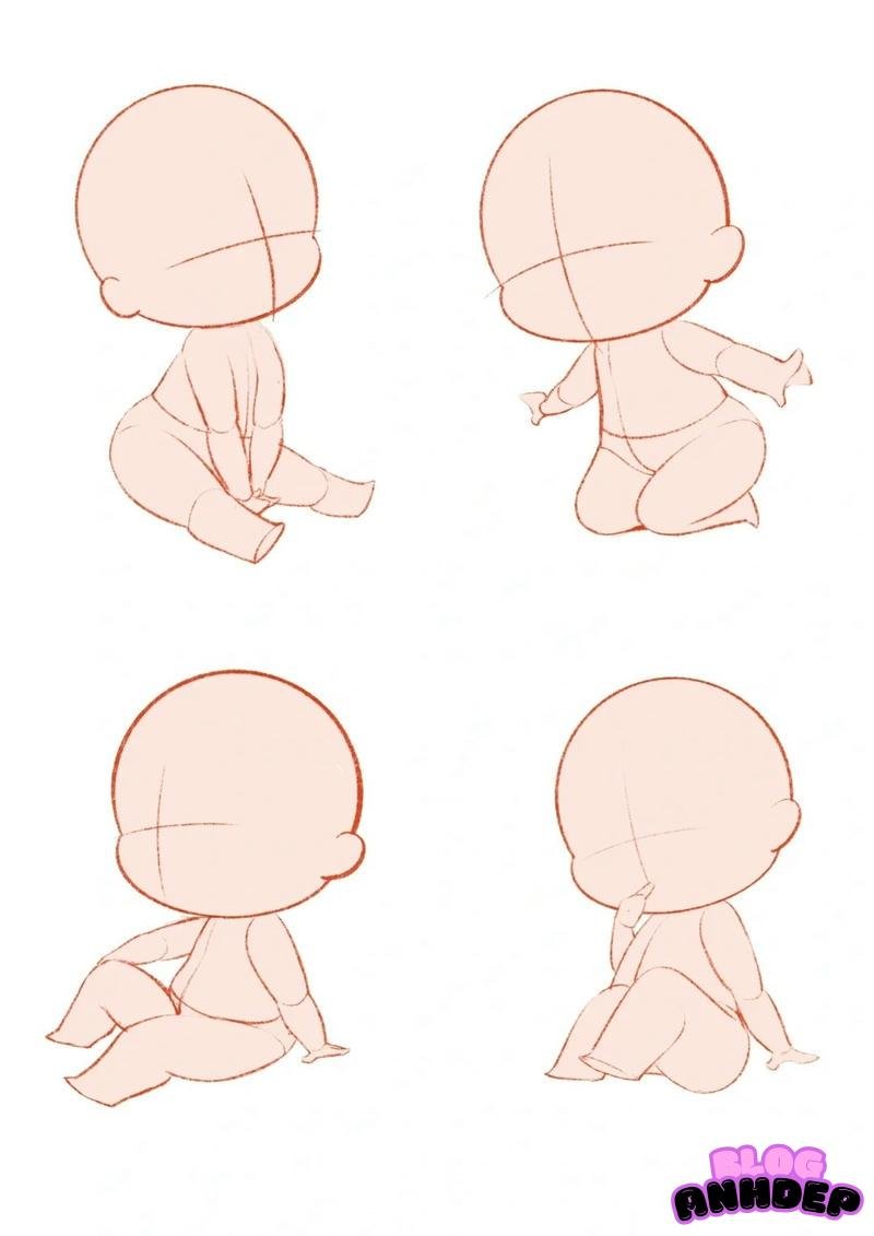 chibi poses bé gái