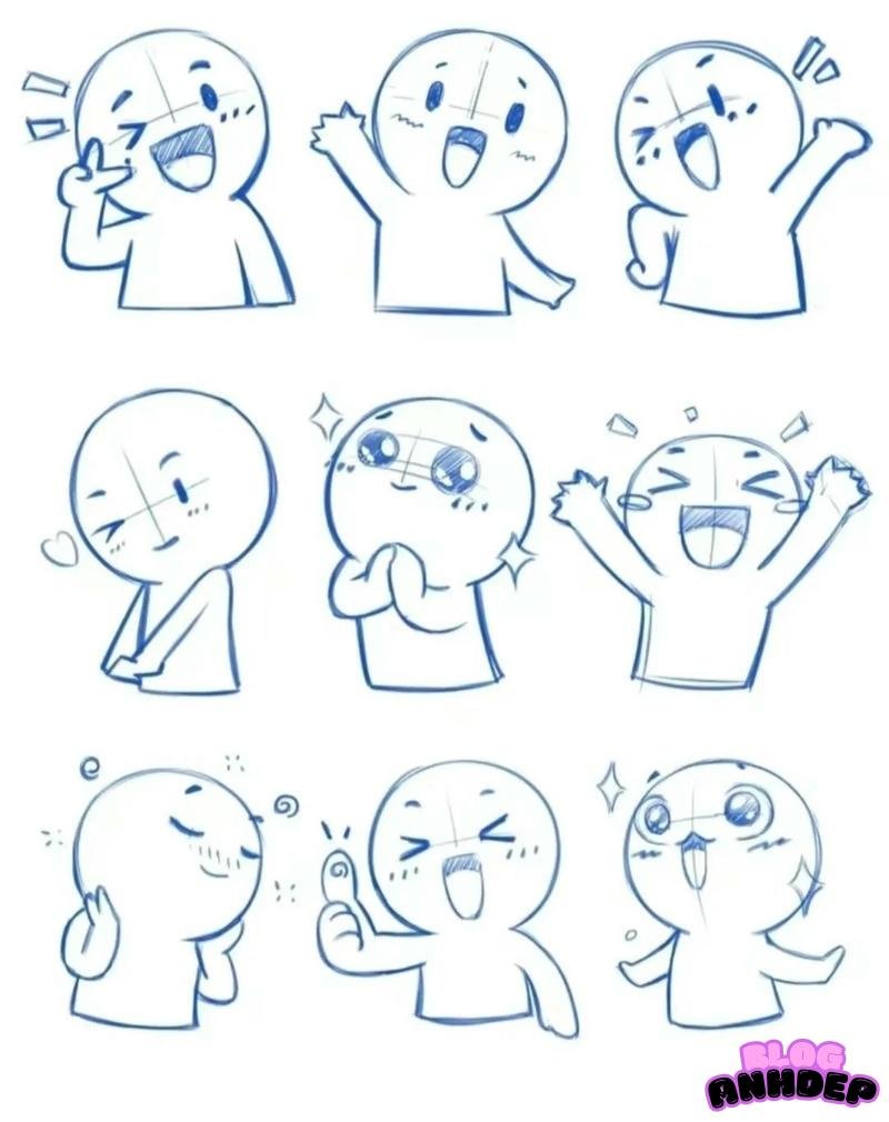 chibi poses nhiều biểu cảm