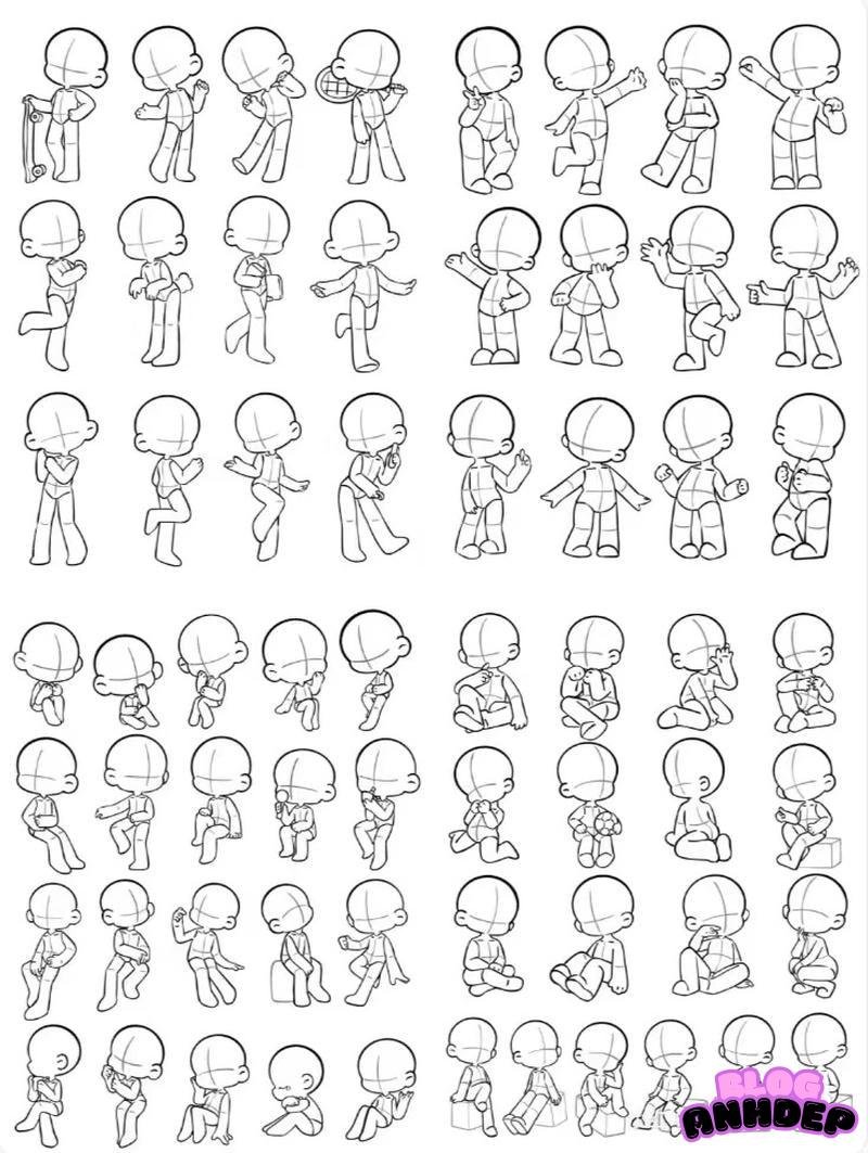 chibi poses nhiều hình