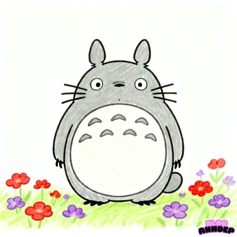 chibi totoro vẽ