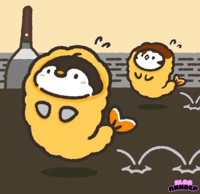 chim cánh cụt chibi chiên xù