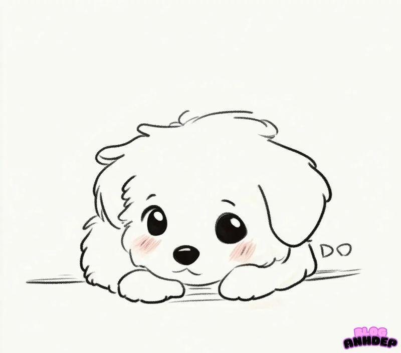 chó chibi màu tắng