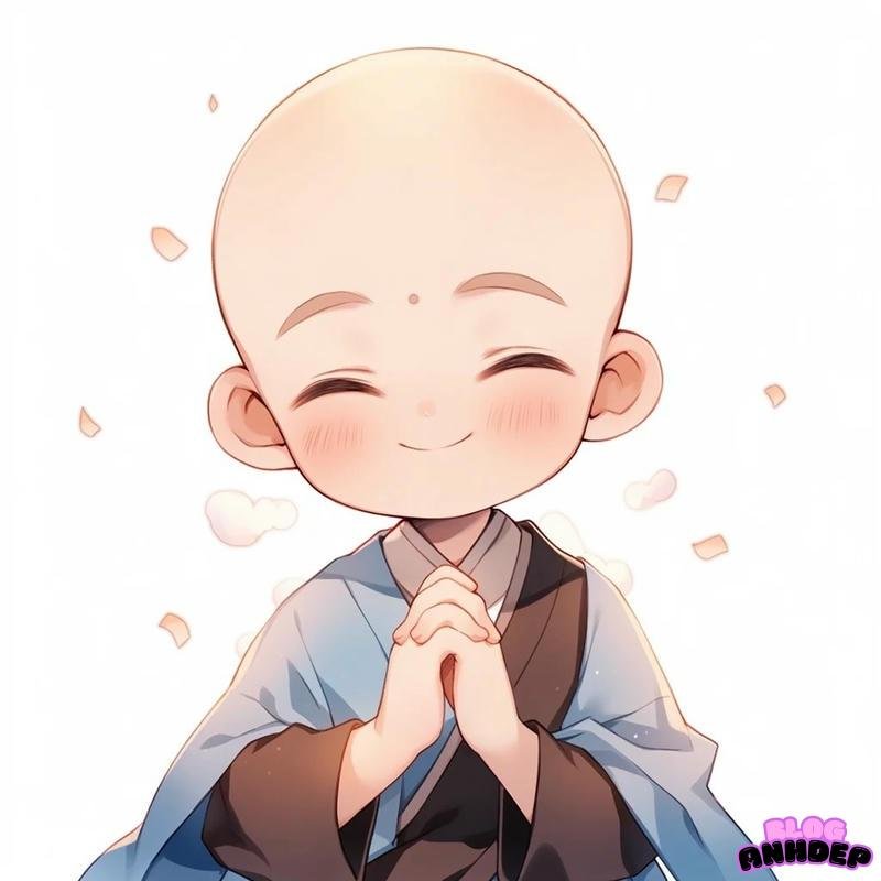 chú tiểu chibi mỉm cười