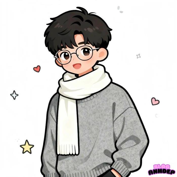 hình đại diện nam cute tóc rối