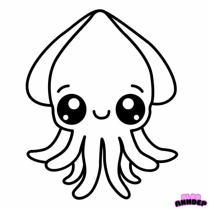 màu chibi con mực