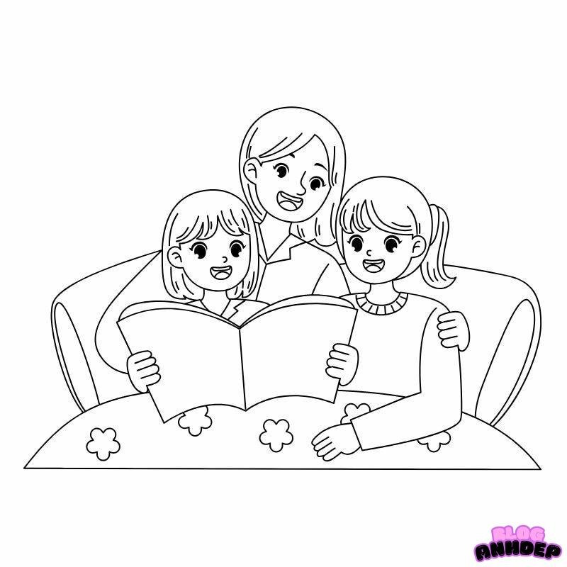 màu chibi gia đình