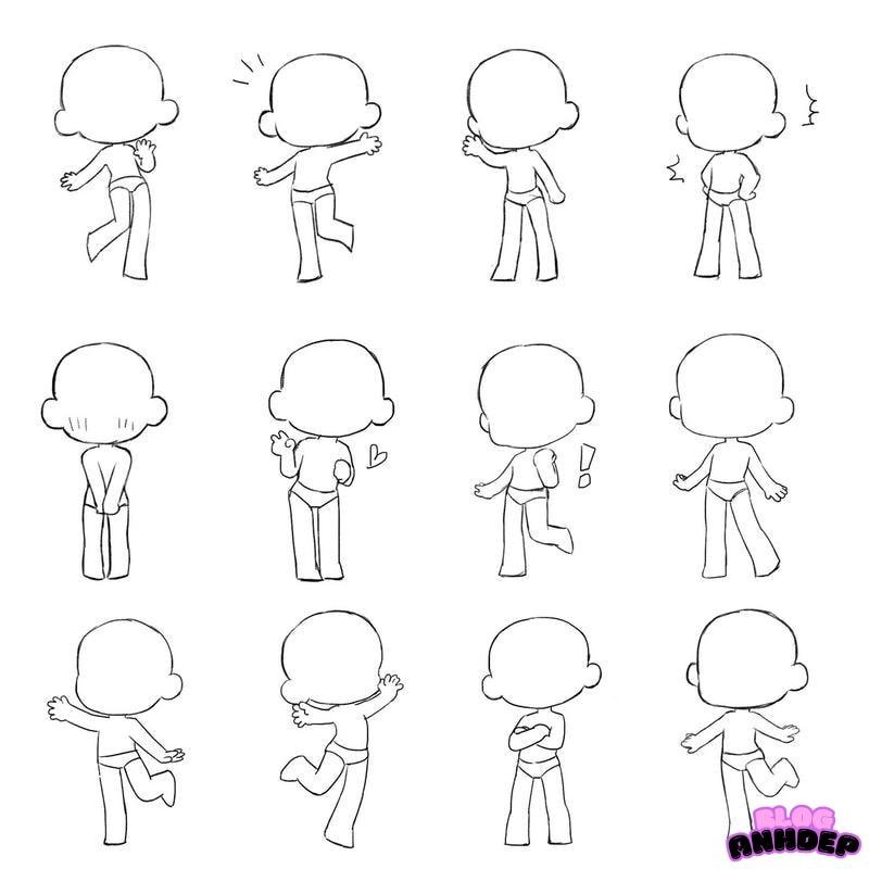 pose drawing chibi